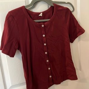 NWOT Kate Quinn Burgundy Button Up Shirt